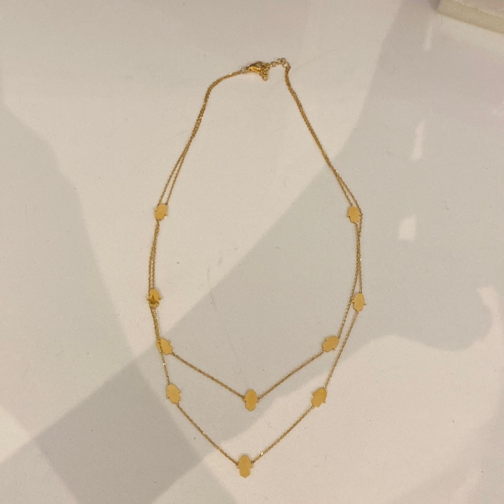 Fatima lucky hand double necklace - gold